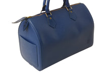 画像をギャラリービューアに読み込む, LOUIS VUITTON ルイヴィトン スピーディ30 エピ ハンドバッグ ボストンバッグ M43005 PVC レザー ブルー ゴールド金具 美品 中古 4b002625