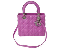 画像をギャラリービューアに読み込む, CHRISTIAN DIOR クリスチャンディオール レディディオール ミディアム 2WAY ハンドバッグ カナージュ パープル シルバー 美品 中古 4b002632