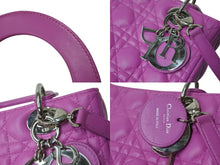 画像をギャラリービューアに読み込む, CHRISTIAN DIOR クリスチャンディオール レディディオール ミディアム 2WAY ハンドバッグ カナージュ パープル シルバー 美品 中古 4b002632