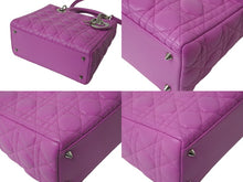 画像をギャラリービューアに読み込む, CHRISTIAN DIOR クリスチャンディオール レディディオール ミディアム 2WAY ハンドバッグ カナージュ パープル シルバー 美品 中古 4b002632