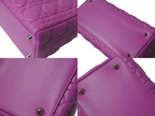 画像をギャラリービューアに読み込む, CHRISTIAN DIOR クリスチャンディオール レディディオール ミディアム 2WAY ハンドバッグ カナージュ パープル シルバー 美品 中古 4b002632