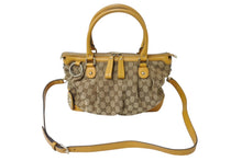 画像をギャラリービューアに読み込む, GUCCI グッチ スーキー ハンドバッグ 247902 GGキャンバス レザー ベージュ イエロー ゴールド金具 美品 中古 4b002634