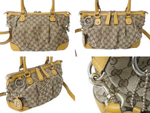 画像をギャラリービューアに読み込む, GUCCI グッチ スーキー ハンドバッグ 247902 GGキャンバス レザー ベージュ イエロー ゴールド金具 美品 中古 4b002634