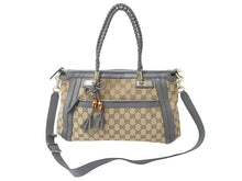 画像をギャラリービューアに読み込む, GUCCI グッチ 2WAYバッグ ハンドバッグ ショルダーバッグ 282300 204991 GGキャンバス ベージュ グレー ゴールド金具 良品 中古 4b002635