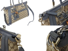 画像をギャラリービューアに読み込む, GUCCI グッチ 2WAYバッグ ハンドバッグ ショルダーバッグ 282300 204991 GGキャンバス ベージュ グレー ゴールド金具 良品 中古 4b002635