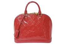 Load image into Gallery viewer, LOUIS VUITTON ルイヴィトン アルマPM ハンドバッグ M90096 モノグラム ヴェルニ レッド ゴールド金具 美品 中古 4b002636