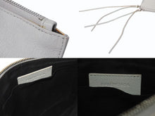 画像をギャラリービューアに読み込む, BALENCIAGA バレンシアガ メタルエッジ クラッチバッグ 390174 グレー レザー シルバー金具 手持ち ポーチ 美品 中古 4b002642