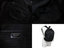 画像をギャラリービューアに読み込む, PRADA プラダ リュック デイパック バックパック 三角ロゴ トライアングルロゴ ブラック ナイロン 美品 中古 4b002647