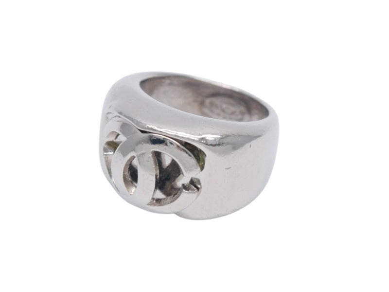 CHANEL Coco Mark Signet Ring Weight Approx. 16.3g Size 12.5 05C Engraved Seal Stand Metal Silver Good Condition Used 4b002658
