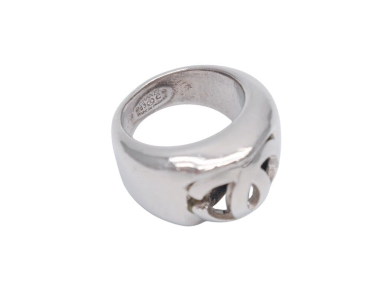 CHANEL Coco Mark Signet Ring Weight Approx. 16.3g Size 12.5 05C Engraved Seal Stand Metal Silver Good Condition Used 4b002658