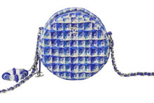 画像をギャラリービューアに読み込む, CHANEL シャネル ラウンド チェーンショルダーバッグ 27番台 シャネル19 ココマーク ツイード ブルー 美品 中古 4b002660