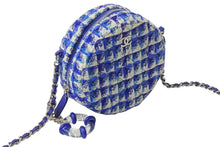 画像をギャラリービューアに読み込む, CHANEL シャネル ラウンド チェーンショルダーバッグ 27番台 シャネル19 ココマーク ツイード ブルー 美品 中古 4b002660