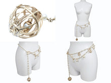 Load image into Gallery viewer, CHANEL シャネル チェーンベルト 06A刻印 ココマーク フェイクパール ラインストーン メタル GP ゴールド 鳥カゴモチーフ 美品 中古 4b002670