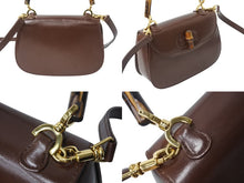 画像をギャラリービューアに読み込む, GUCCI グッチ ハンドバッグ ダークブラウン レザー バンブー ポシェット 00020460188 ゴールド金具 美品 中古 4b002671