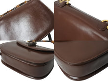 画像をギャラリービューアに読み込む, GUCCI グッチ ハンドバッグ ダークブラウン レザー バンブー ポシェット 00020460188 ゴールド金具 美品 中古 4b002671