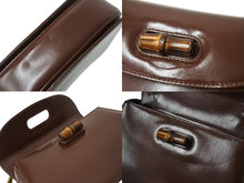 画像をギャラリービューアに読み込む, GUCCI グッチ ハンドバッグ ダークブラウン レザー バンブー ポシェット 00020460188 ゴールド金具 美品 中古 4b002671