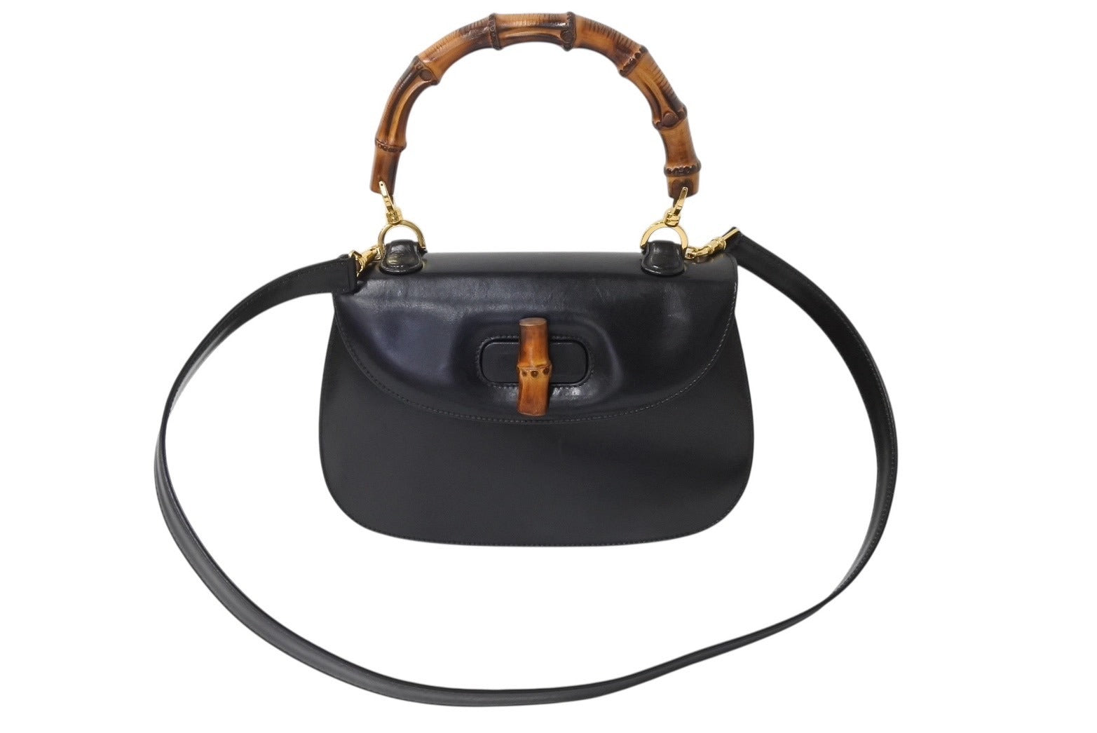 ✨美品✨GUCCI ハンドバッグ バンブー レザー 黒 ゴールド金具 ロゴ 楽天市場】美品 グッチ バンブー レザー 2WAY ショルダー ハンド