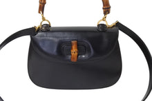 画像をギャラリービューアに読み込む, GUCCI グッチ バンブー 2WAY ハンドバッグ 000 1364 0633 カーフスキン ブラック ゴールド金具 ウッド 美品 中古 4b002677