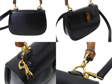 画像をギャラリービューアに読み込む, GUCCI グッチ バンブー 2WAY ハンドバッグ 000 1364 0633 カーフスキン ブラック ゴールド金具 ウッド 美品 中古 4b002677
