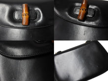 画像をギャラリービューアに読み込む, GUCCI グッチ バンブー 2WAY ハンドバッグ 000 1364 0633 カーフスキン ブラック ゴールド金具 ウッド 美品 中古 4b002677
