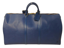 画像をギャラリービューアに読み込む, LOUIS VUITTON ルイヴィトン キーポル55 ボストンバッグ エピレザー ブルー M42955 美品 中古 4b002683