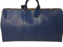 画像をギャラリービューアに読み込む, LOUIS VUITTON ルイヴィトン キーポル55 ボストンバッグ エピレザー ブルー M42955 美品 中古 4b002683