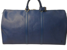 画像をギャラリービューアに読み込む, LOUIS VUITTON ルイヴィトン キーポル55 ボストンバッグ エピレザー ブルー M42955 美品 中古 4b002683