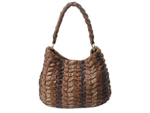 Load image into Gallery viewer, MIUMIU ミュウミュウ ハンドバッグ 編み込み レザー ブラウン イタリア製 ゴールド金具 ロゴ金具 美品 中古 4b002686
