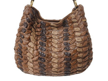 Load image into Gallery viewer, MIUMIU ミュウミュウ ハンドバッグ 編み込み レザー ブラウン イタリア製 ゴールド金具 ロゴ金具 美品 中古 4b002686
