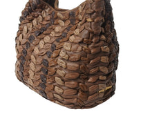 Load image into Gallery viewer, MIUMIU ミュウミュウ ハンドバッグ 編み込み レザー ブラウン イタリア製 ゴールド金具 ロゴ金具 美品 中古 4b002686