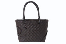 Load image into Gallery viewer, CHANEL シャネル カンボンライン ラージトートバッグ 10番台 A25169 ココマーク カーフスキン パテントレザー ブラウン 美品 中古 4b002692