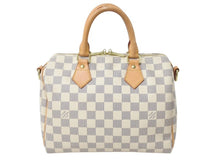 Load image into Gallery viewer, LOUIS VUITTON ルイヴィトン ダミエ アズール スピーディバンドリエール25 N41374 ホワイト ハンドバッグ ショルダー ロゴ ゴールド金具 美品 中古 4b002693