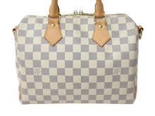 Load image into Gallery viewer, LOUIS VUITTON ルイヴィトン ダミエ アズール スピーディバンドリエール25 N41374 ホワイト ハンドバッグ ショルダー ロゴ ゴールド金具 美品 中古 4b002693