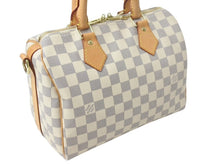 Load image into Gallery viewer, LOUIS VUITTON ルイヴィトン ダミエ アズール スピーディバンドリエール25 N41374 ホワイト ハンドバッグ ショルダー ロゴ ゴールド金具 美品 中古 4b002693