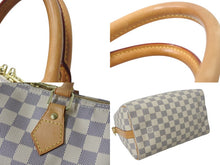 Load image into Gallery viewer, LOUIS VUITTON ルイヴィトン ダミエ アズール スピーディバンドリエール25 N41374 ホワイト ハンドバッグ ショルダー ロゴ ゴールド金具 美品 中古 4b002693