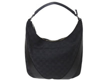 画像をギャラリービューアに読み込む, GUCCI グッチ ハンドバッグ ブラック GGスプリームキャンバス レザー 124357 GG柄 シルバー金具 美品 中古 4b002709