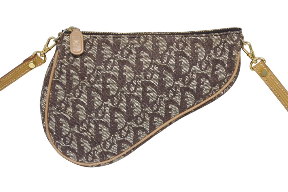 Christian Dior クリスチャンディオール トロッター サドルバッグ ショルダーバッグ サドルポーチ ブラウン 美品 中古 4b002716