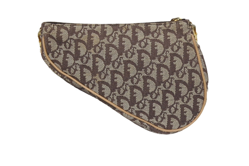 Christian Dior クリスチャンディオール トロッター サドルバッグ ショルダーバッグ サドルポーチ ブラウン 美品 中古 4b002716