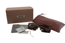 Load image into Gallery viewer, 極美品 MIUMIU ミュウミュウ キャットアイ サングラス アイウェア ZVN-70D イタリア製 メタル ブラウン ゴールド金具 中古 4b002717