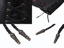 画像をギャラリービューアに読み込む, 極美品 CHROME HEARTS クロムハーツ レザーベスト オーダー スター クロス クロー パープル ブラック シルバー925 希少 レザー 中古 4b002733