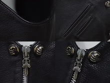 画像をギャラリービューアに読み込む, 極美品 CHROME HEARTS クロムハーツ レザーベスト オーダー スター クロス クロー パープル ブラック シルバー925 希少 レザー 中古 4b002733