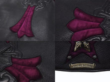 画像をギャラリービューアに読み込む, 極美品 CHROME HEARTS クロムハーツ レザーベスト オーダー スター クロス クロー パープル ブラック シルバー925 希少 レザー 中古 4b002733