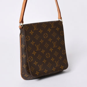 LOUIS VUITTON Monogram Musette Salsa Shoulder Bag M51258 Brown PVC Tanned Leather Gold Hardware Good Condition Used 4a000259