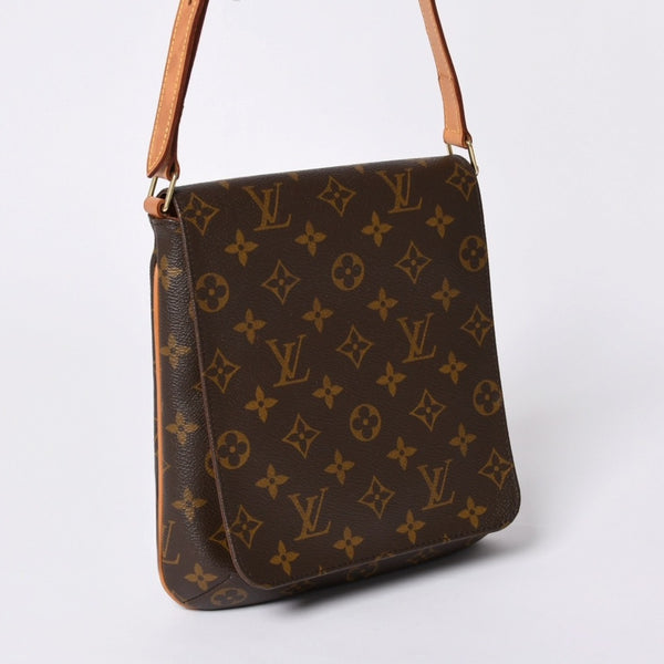 LOUIS VUITTON Monogram Musette Salsa Shoulder Bag M51258 Brown PVC Tanned Leather Gold Hardware Good Condition Used 4a000259