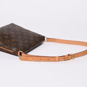 LOUIS VUITTON Monogram Musette Salsa Shoulder Bag M51258 Brown PVC Tanned Leather Gold Hardware Good Condition Used 4a000259