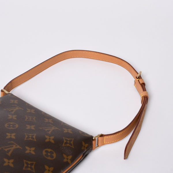 LOUIS VUITTON Monogram Musette Salsa Shoulder Bag M51258 Brown PVC Tanned Leather Gold Hardware Good Condition Used 4a000259