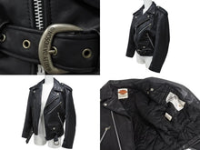 画像をギャラリービューアに読み込む, HARLEY DAVIDSON ハーレーダビットソン ダブル ライダース ベルト レザージャケット ブラック シルバー金具 サイズ34 中古 4b002755