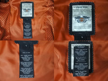 画像をギャラリービューアに読み込む, 極美品 HARLEY DAVIDSON ハーレーダビットソン レザージャケット ラインストーン ブラック オレンジ シルバー金具 サイズL 中古 4b002762