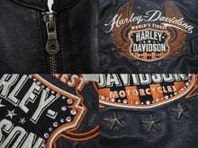 画像をギャラリービューアに読み込む, 極美品 HARLEY DAVIDSON ハーレーダビットソン レザージャケット ラインストーン ブラック オレンジ シルバー金具 サイズL 中古 4b002762