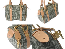 Load image into Gallery viewer, 極美品 Christian Dior クリスチャンディオール ハンドバッグ トロッター コットン グリーン ベージュ 中古 4b002785